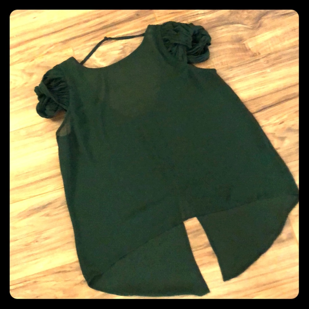 Sheer hunter green blouse